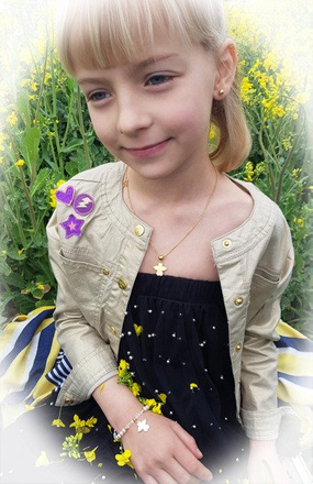 1073/4 komplet Swarovski Elements aniołek złoty prezent na komunię urodziny