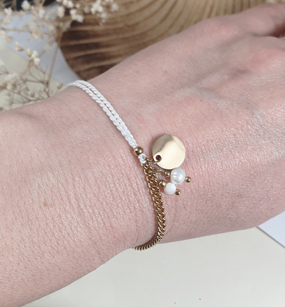 1476 bransoletka pozłacana grawerowana jedwab chwost