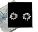 480/244  kolczyki srebrne kwiatuszki z czarnymi cyrkoniami
