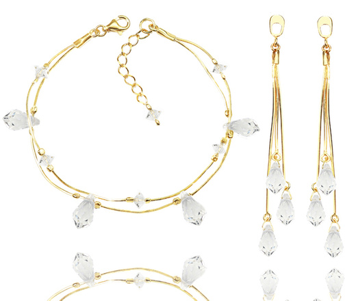 1357 naszyjnik srebrny pozłacany z kryształkami