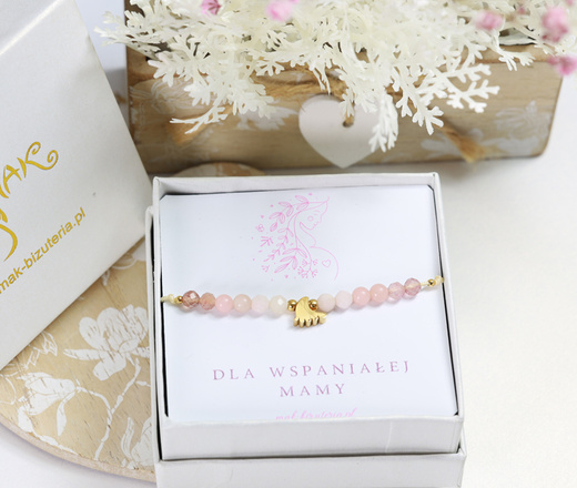 1732/1 bransoletka złocona z grawerem i kamieniami naturalnymi dla mamy