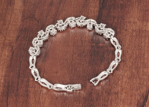 Br599/925 delikatna BRANSOLETKA ślubna z cyrkoniami