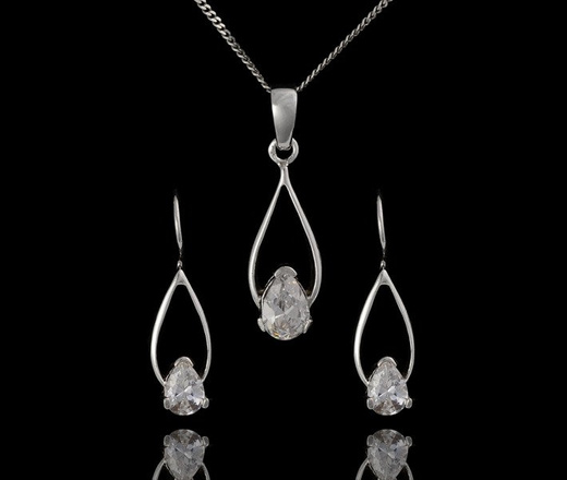 480/198 komplet srebrny w kształcie łez