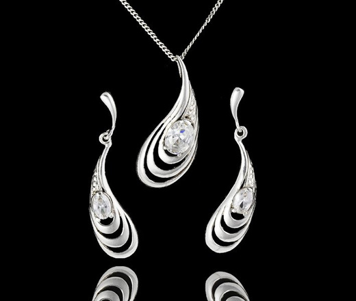 480/230 komplet srebrny z błyszczącymi cyrkoniami