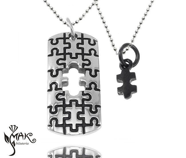 NK912 NASZYJNIKI dla pary PUZZLE z GRAWEREM LASEROWYM