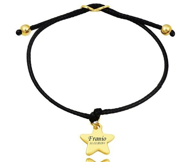 1124 bransoletka grawerowana ze złotą gwiazdką, infinity nieskończoność