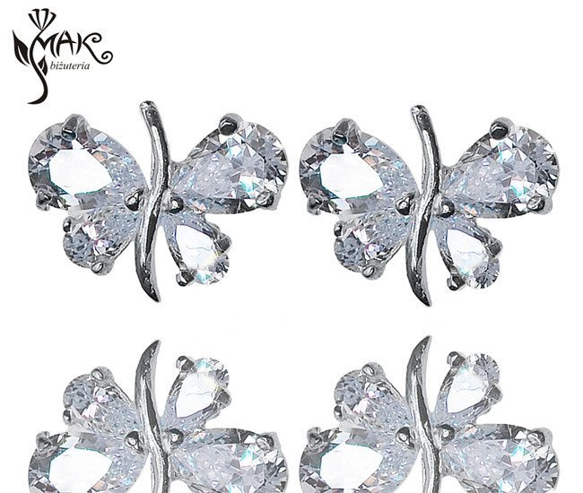 Kol 480/70 Kolczyki srebrne sztyft motylki cyrkonie