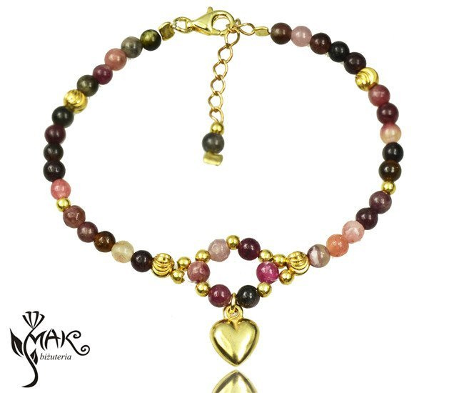BR715/5 BRANSOLETKA z turmalinu, kamienia naturalnego w różnych odcieniach