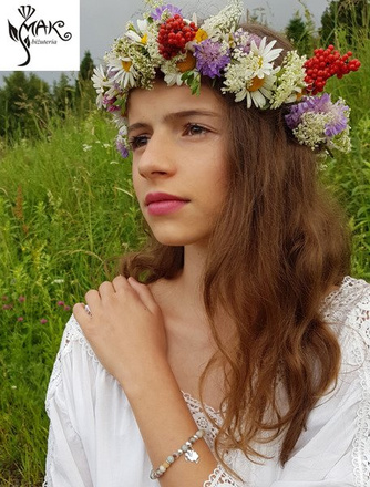 BR945 BRANSOLETKA z grawerem amazonit, owieczka baranek