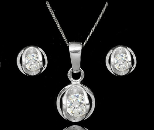 480/261 Kompet srebrny z okrągłą cyrkonią delikatny 925