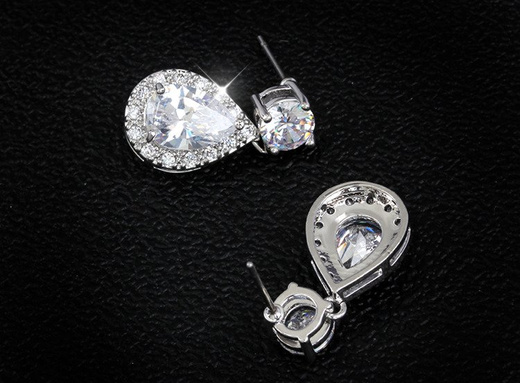 Kol 599/545 KOLCZYKI ślubne, cyrkonie łezki