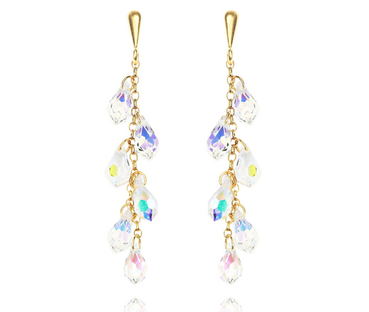 1362 komplet srebrny pozłacany z kryształkami CAB opalizujący