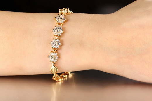 599/1020 bransoletka na ślub żółte złoto elegancka kwiatuszki