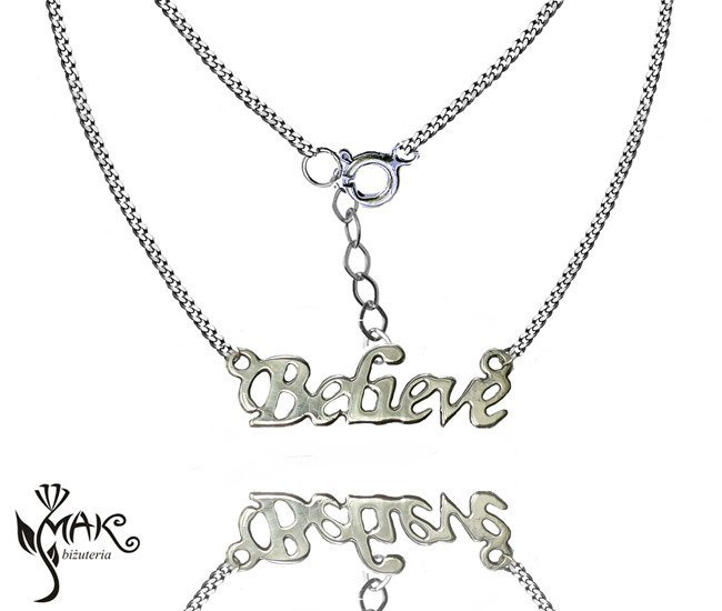 NK705 NASZYJNIK Believe 100% SREBRO 925