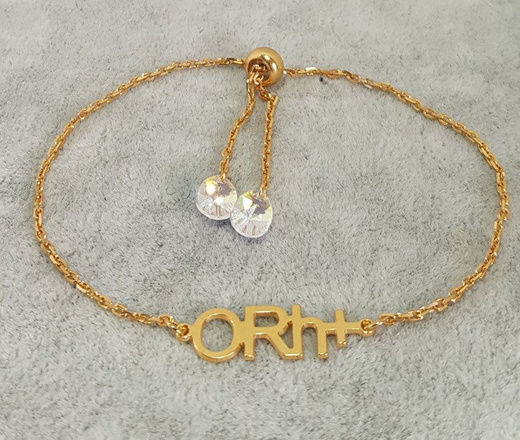 1067 BRANSOLETKA Z GRAWEREM złota , na łańcuszku grupa krwi,