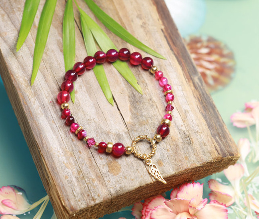 1383/6 bransoletka srebrna 925 pozłacana fuksja