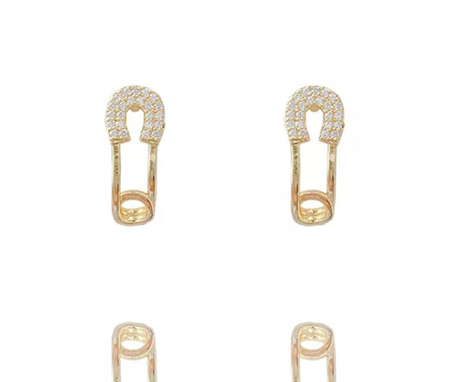 599/1084 kolczyki złocone wysadzane cyrkoniami agrafka