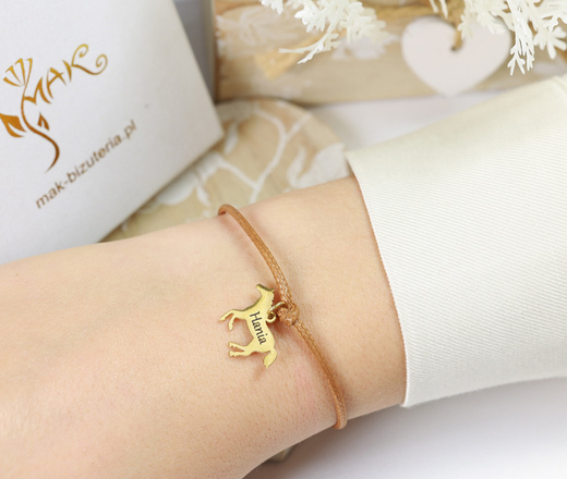 bransoletka z konikiem grawerowana złota lub srebrna zestaw 1717/4