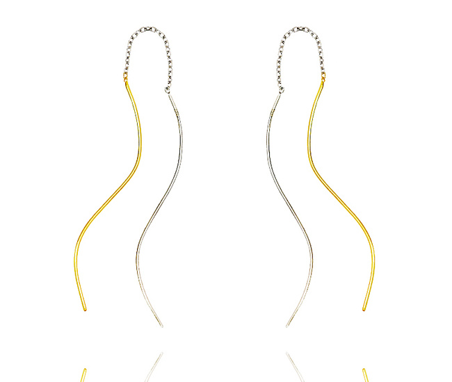 1064/42 Kolczyki srebrne 925 łańcuszki przeciągane