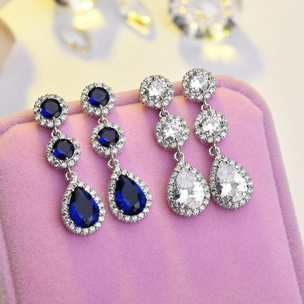 Kol 599/911 Kolczyki na ślub, długie z cyrkoniami