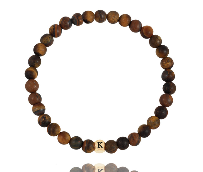 1628/4 bransoletka męska z grawerem stalowa tygrysie oko