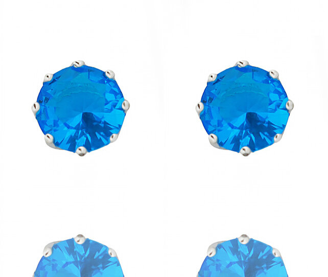 480/89 kolczyki srebrne 925 duże cyrkonie błękitne