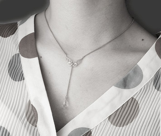 1131 naszyjnik z grawerem krawat, srebrna 925 skrzydełka anioła