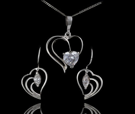 480/201 komplet srebrny serduszka