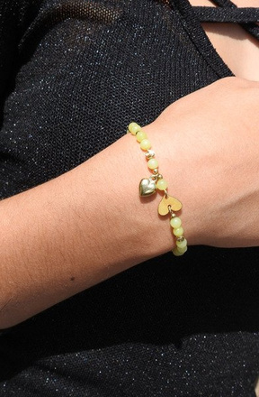 BR928 BRANSOLETKA Z GRAWEREM limonkowa jadeit naturalny