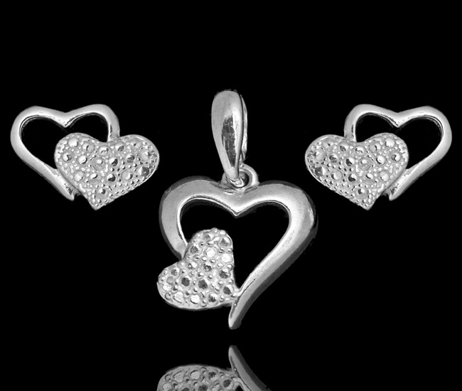 480/461 Komplet wykonany ze srebra 925  podwójne serduszka