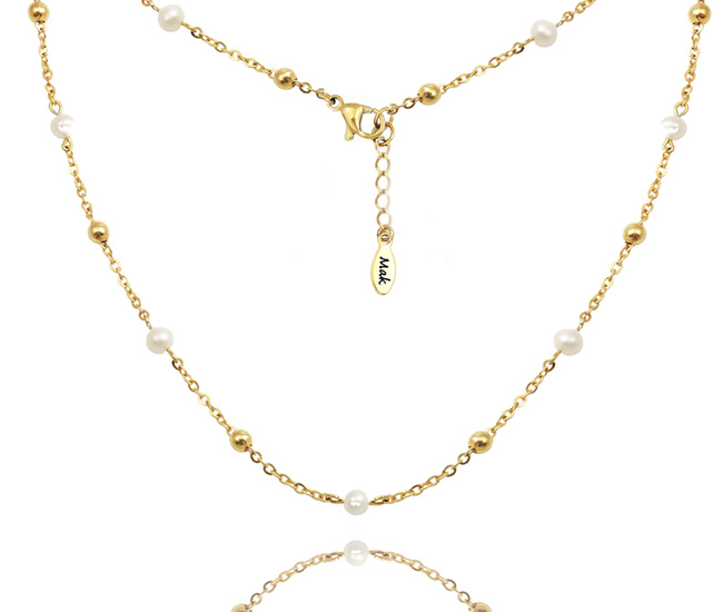 1742 naszyjnik pozłacany choker perły naturalne z kuleczkami