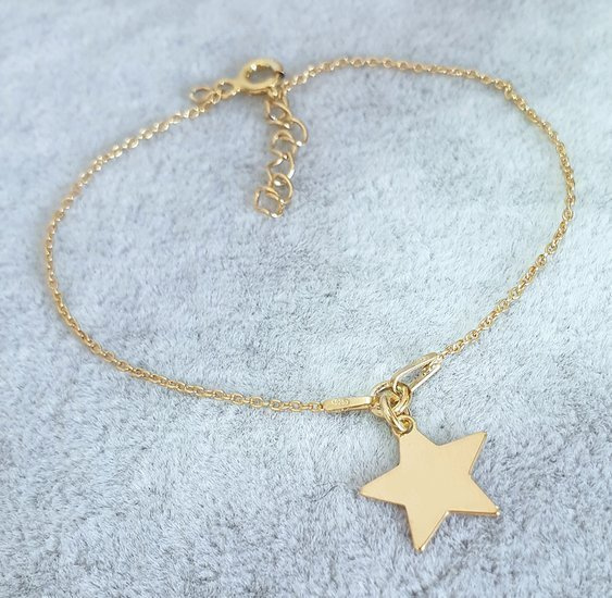 1217 bransoletka z grawerem gwiazdka  srebro 925 pozłacane