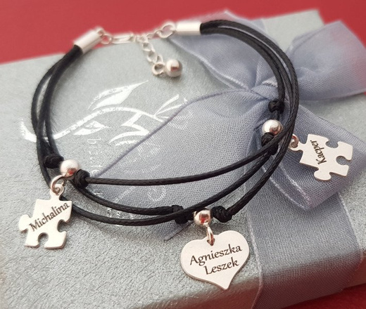 1079 bransoletka potrójna grawerowana sznureczki srebro 925