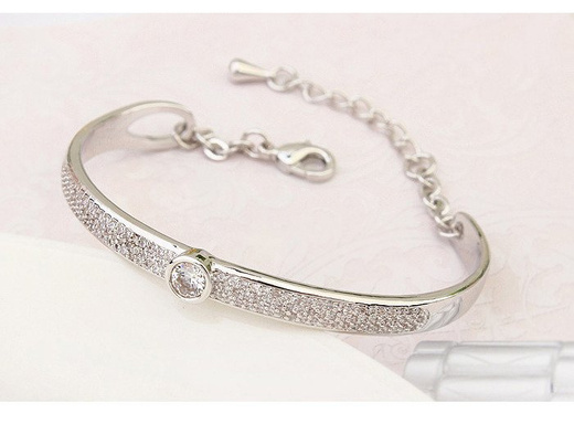 BR599/421 srebrna, CYRKONIE BRANSOLETKA