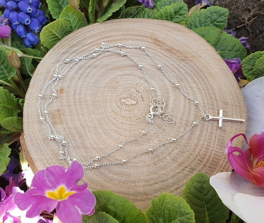 1164 łańcuszek z srebrny 925 z krzyżykiem różaniec