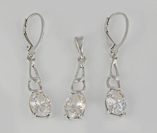 480/133 komplet srebrny z błyszczącą cyrkonią