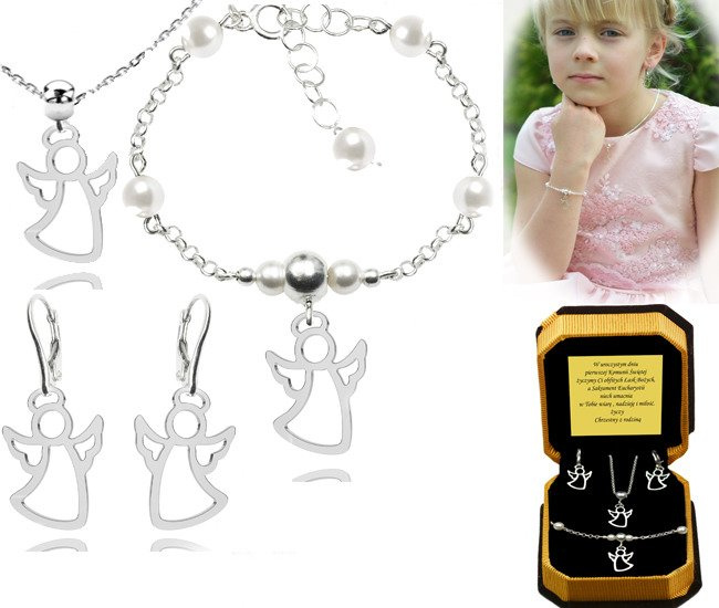 927/6 komplet Swarovski Elements srebro 925  urodziny komunia