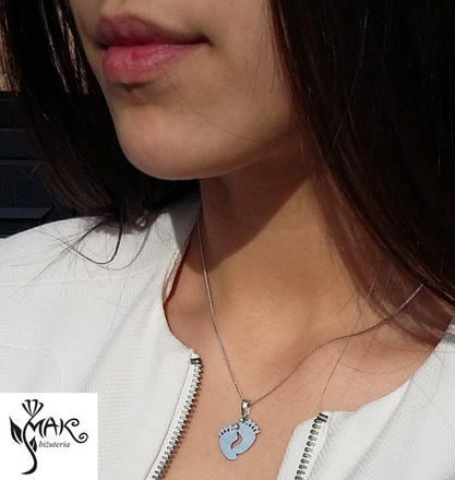 Nk756 naszyjnik grawerowany laser Stópki srebro 925