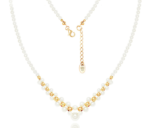 1393 komplet srebrny pozłacany z perełkami na ślub