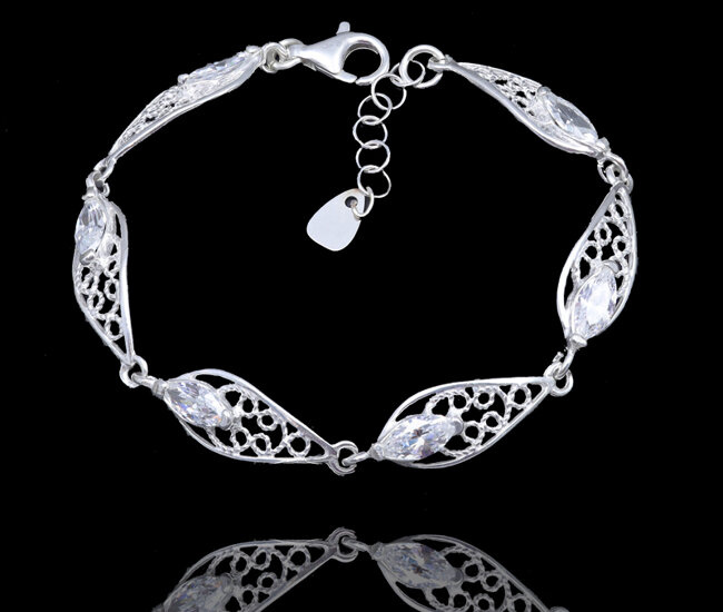 480/241 bransoletka srebrna 925 z cyrkoniami elegancka