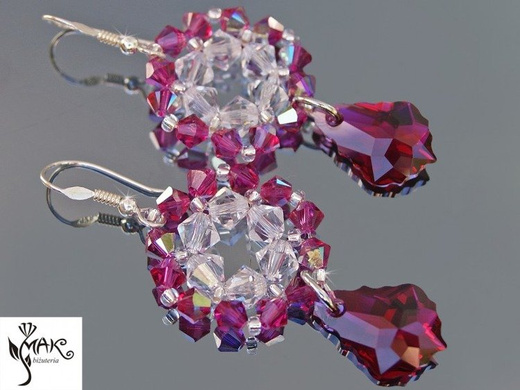 KOL167 RUBY KOLCZYKI KRYSZTAŁY SWAROVSKI ELEMENTS