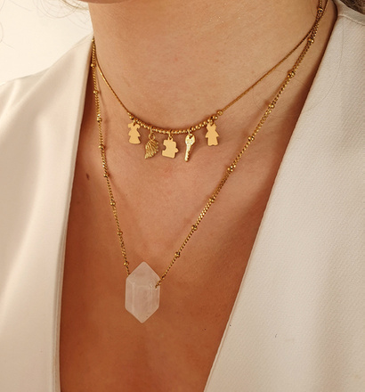 1326 naszyjnik pozłacany słupek kryształ górski