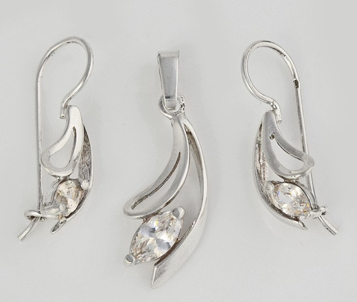 480/247 komplet srebrny z błyszczącymi cyrkoniami