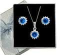 480/100 komplet srebrny kwiatuszki z błękitnymi cyrkoniami