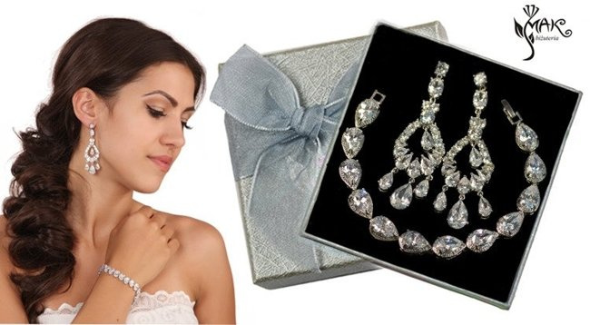 Kpl867 komplet ślubny, biżuteria ślubna z cyrkoniami k599/969 b599/425