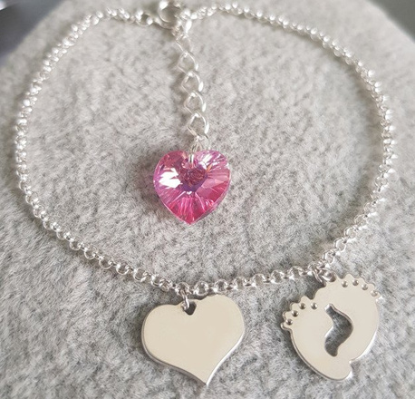 BR1004 BRANSOLETKA Z GRAWEREM srebro Swarovski Elements serce