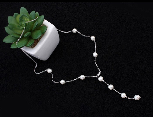 Nk 599/591 NASZYJNIK srebrny z perłami