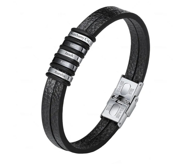 599/1138 męska bransoletka z grawerem skórzana