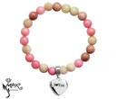 BR806 BRANSOLETKA Z GRAWEREM laser stal różowy jadeit naturalny