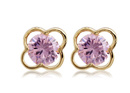 Kol  599/384 kolczyki cyrkonie różowe zółte złoto